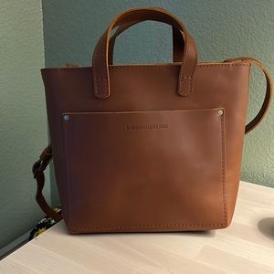 Portland Leather Goods Mini Crossbody Tote Bag-Honey
